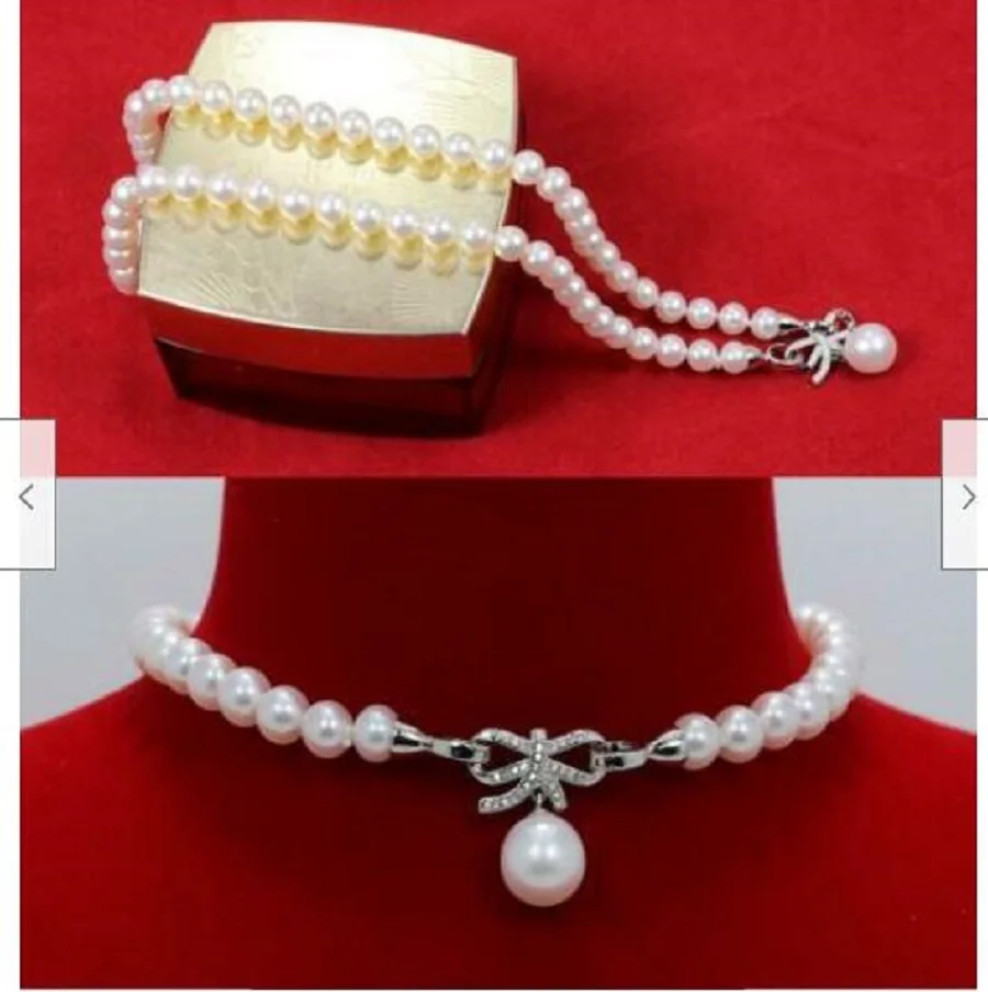 

Stunning real natural South sea 9-10MM white pearl necklace 18" nice clasp