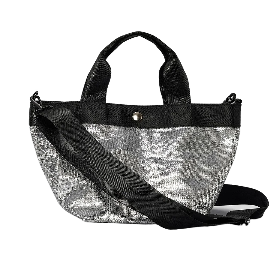 Vintage Shiny Sequin Crossbody Bag for Women, Large Capacity Shoulder Handbag