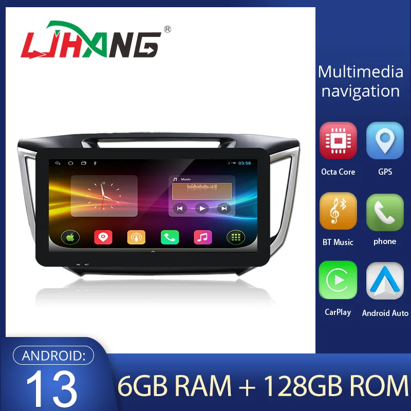 

Автомобильный мультимедийный плеер LJHANG Android 13 для Hyundai Creta ix25 2015 2016 - 2019 10,33 дюймов Автомобильный радиоприемник GPS стерео видео DSP WiFi