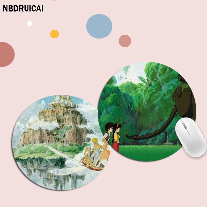 

Anime Laputa Castle In The Sky Mousepad 22x22cm Round Kawaii Cartoon Anime Gaming Mouse Pad Keyboard Mouse Mats Deskpad Girls PC