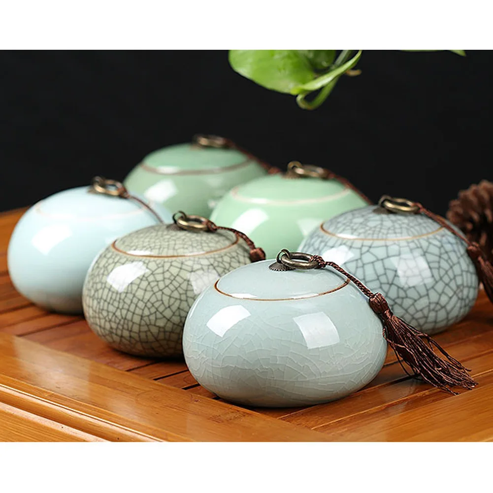 

Celadon Tea Caddies Ceramic Canister Creative Sugar Tank Storage Bottle Porcelain Sealed Tea Coffee Jar Kitchen Spice Container