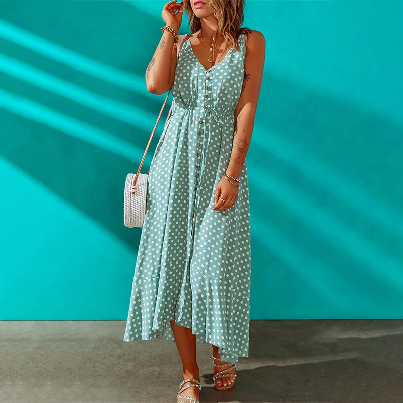 

Женское облегающее платье в горошек Shi Ying Bo, летнее платье с разрезом