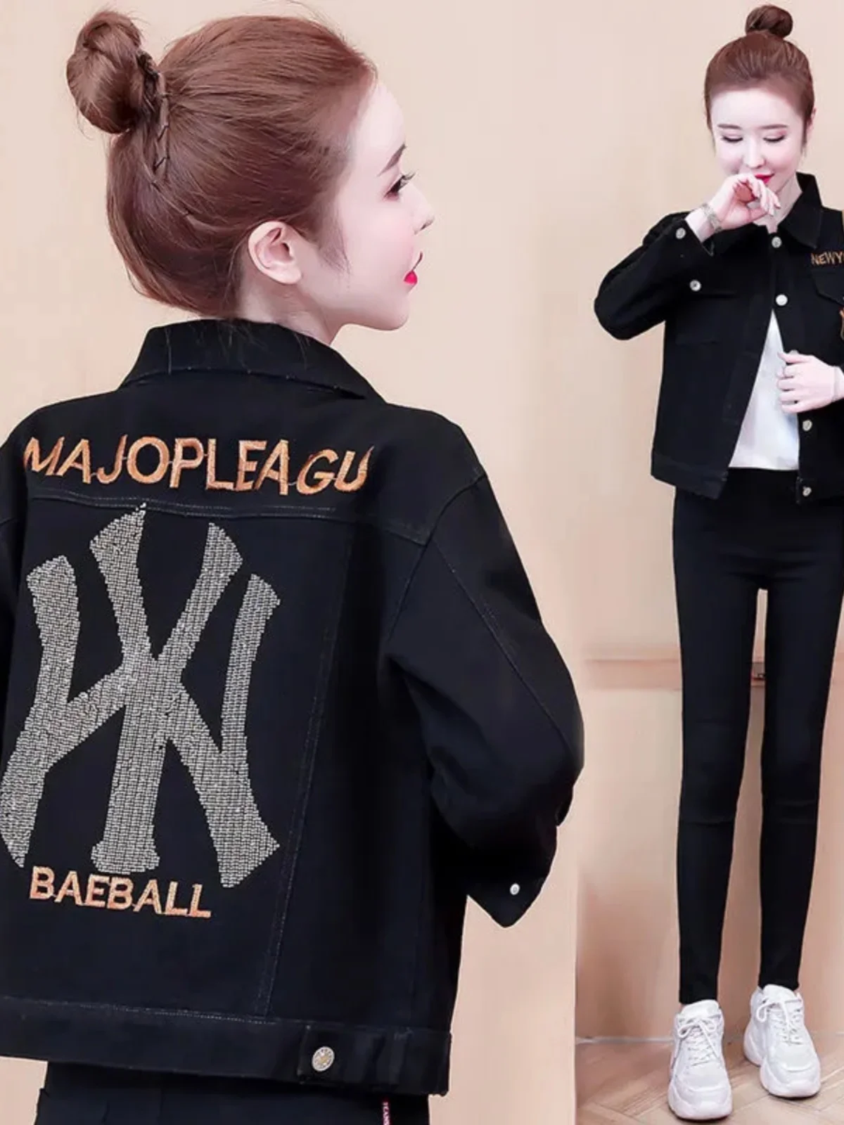 Модное джинсовое пальто с вышивкой женское весенне-осеннее 2024 новая джинсовая