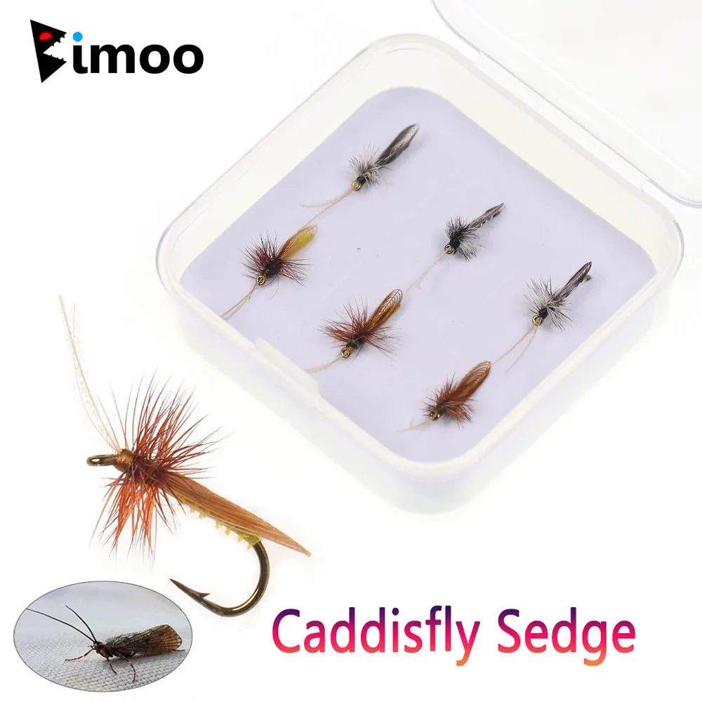 Биму 6 шт./кор. # 14 Caddisfly Sedge для взрослых коричнево-серый мягкий Hackle сухая