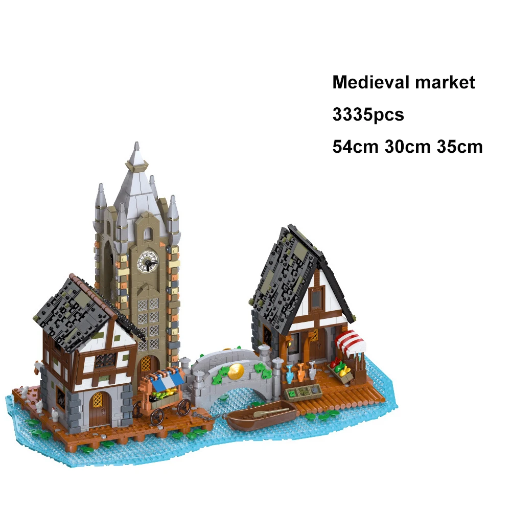 

2023 Streetscape Retro Big Model Adult Blocks Medieval House Series Medieval Market Building Blocks Toys Kids Birthday Toys Gift
