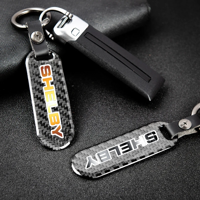 

For Ford Mustang GT SHELBY Car Accessories custom color nameplate metal keychain carbon fiber For Ford Mustang GT SHELBY