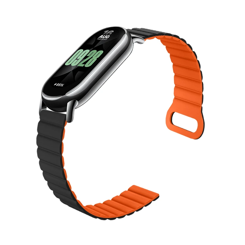 Magnetic Silicone Strap For Xiaomi mi band 8 Sport Bracelet Replacement Watchband For Mi band 8 Strap Double color Wristband