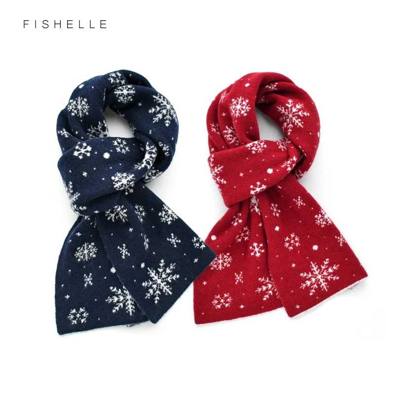 Женский Зимний вязаный шарф красный темно-синий или зеленый шерстяной для