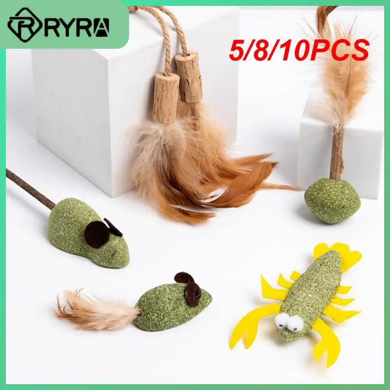 

5/8/10PCS Cat Mint Mixed Multicolor Chasing Game Toy Wooden Polygonum Catnip Cat Pet Catnip Toys Safety Edible Catnip Ball