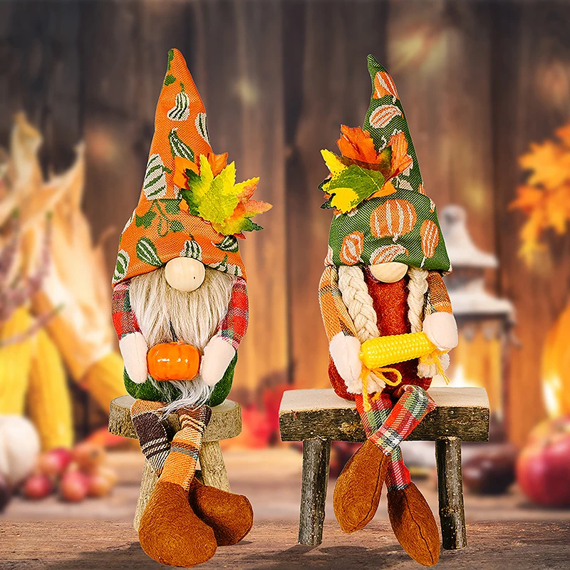 2022 Christmas Doll Fall Gnome Pumpkin Sunflower Swedish Nisse Tomte Elf Dwarf Plush Ornaments Decorations for Home Autumn Decor