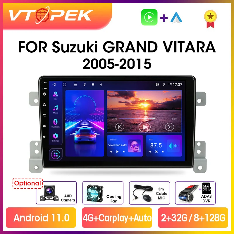 Автомагнитола Vtopek мультимедийный видеоплеер на Android 11 экран 9 дюймов 4 Гб + WiFi