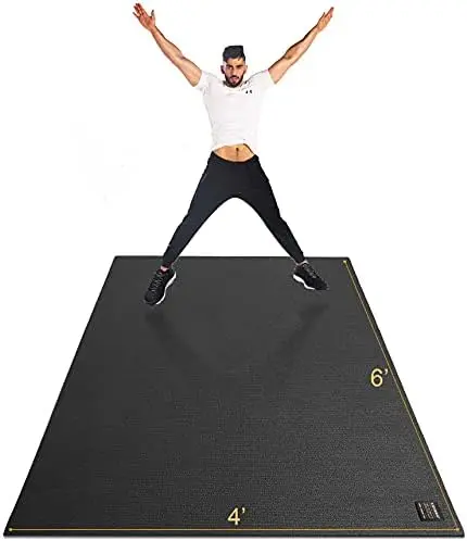 

Большой коврик для упражнений 6 'x 4' x 7 мм, толстые коврики для тренировок для домашнего спортзала, очень широкий нескользящий прочный кардио-коврик, высокий ден