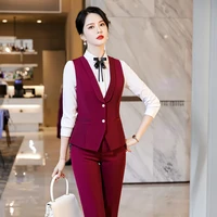 autumn business wear womens waistcoat suit work clothes hotel beauty salon beautician front desk labor suit womens piece suit