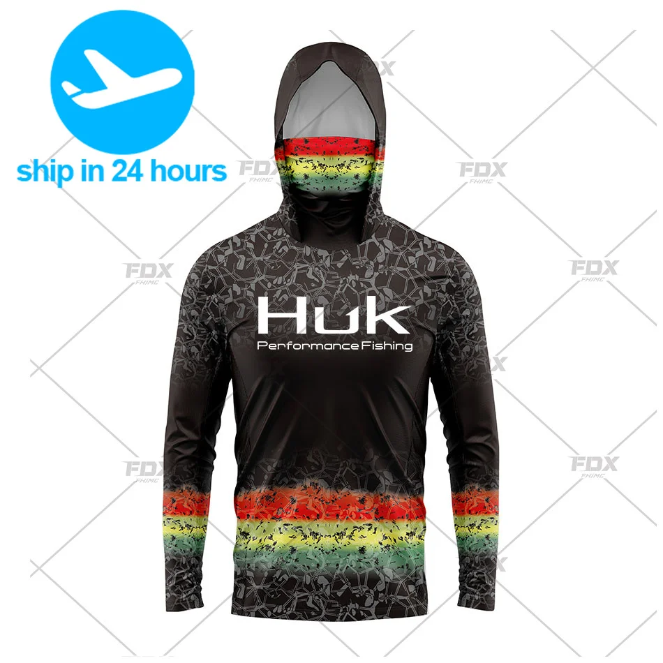 Мужская футболка с капюшоном защитой от солнца для рыбалки