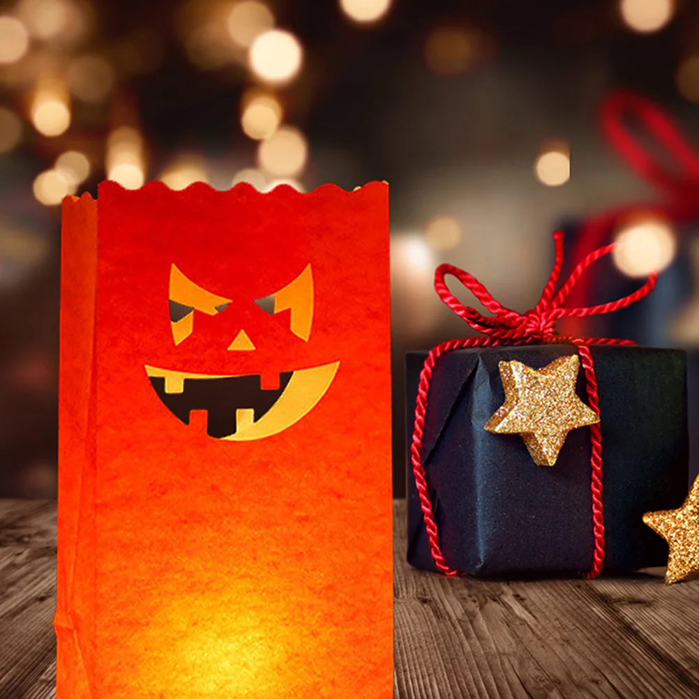 24 шт. тыквенный бумажный пакет сумки светящиеся украшения на Хэллоуин фонарики