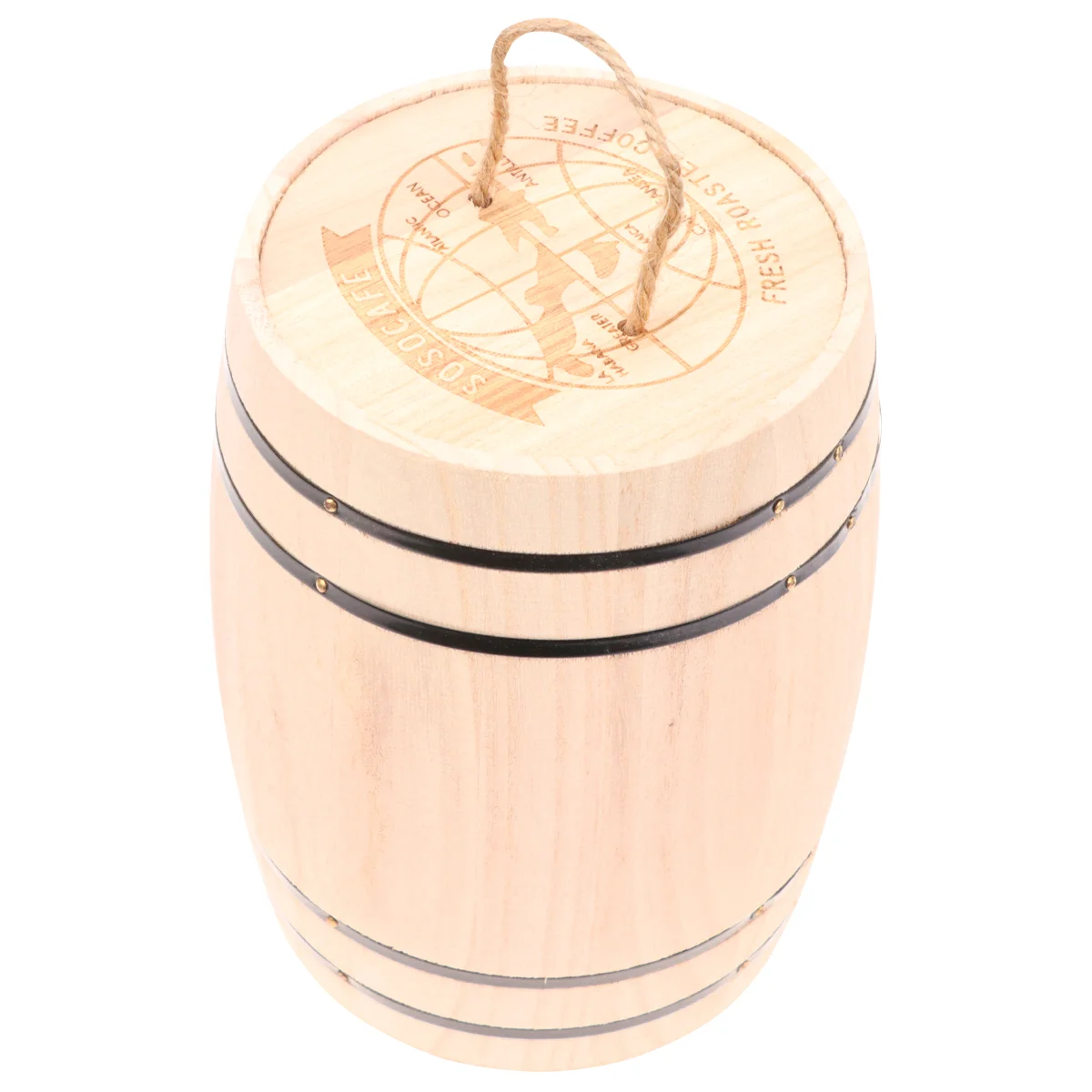 

Wood Barrel Coffee Bean Container Desktop Pen Cup Makeup Brush Holder Rustic Flower Planter Container Water Wishing Well