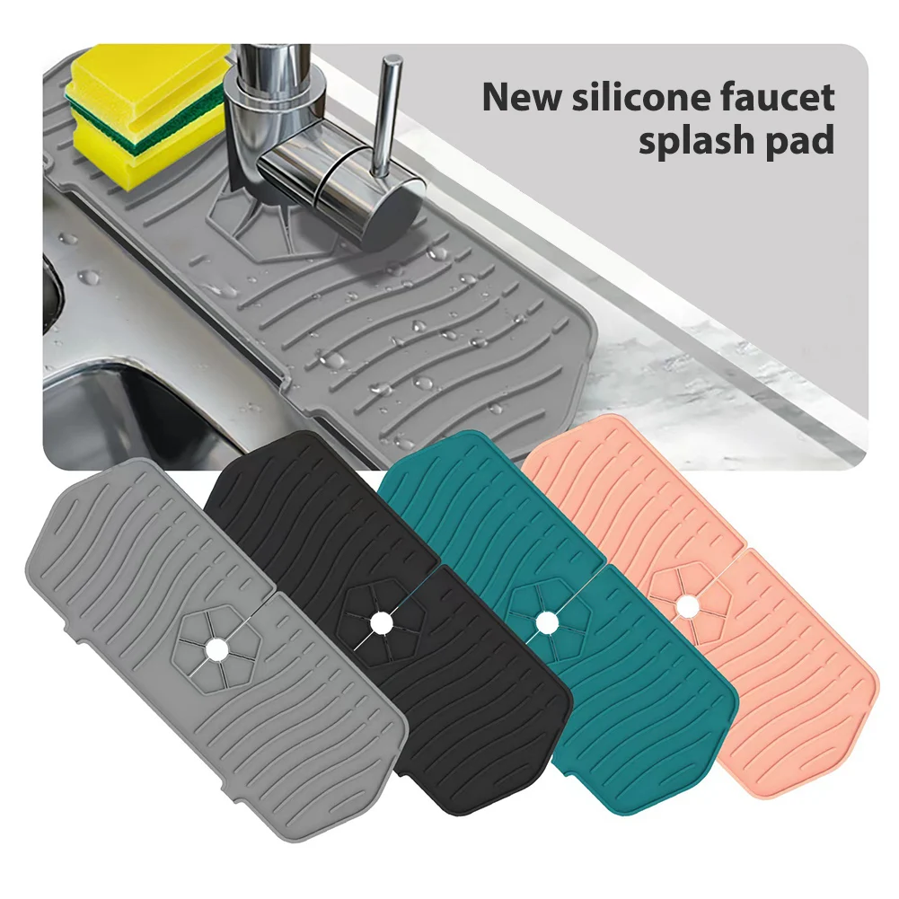 

Kitchen Faucet Mat Silicone Sink Splash Guard Water Draining Pad Countertop Protector Table Cushion Placemat for Bathroom