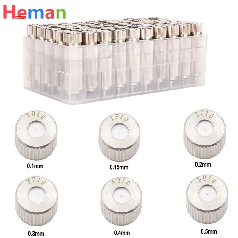 50pcs 3/16 Thread High Pressure Mist Nozzle with Filter Anti Drip Fogging Sprinkler Garden Agriculture Cooling Humidfy Fittings