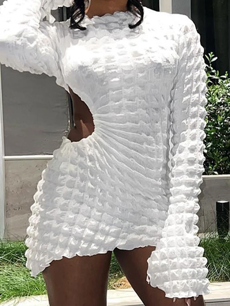 

Женское шикарное пикантное платье на завязках, Новое поступление на лето и осень, облегающее короткое платье с круглым вырезом и длинным ру...