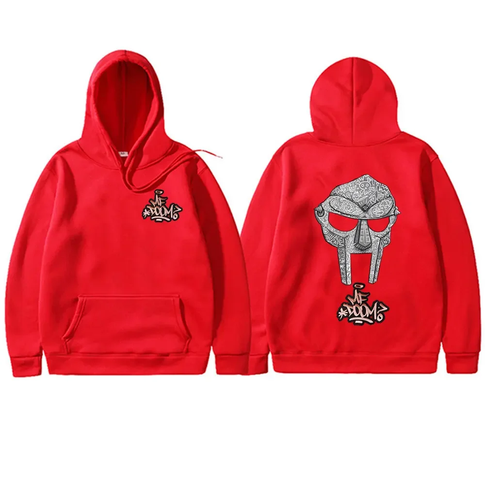 Rapero MF Doom Madvilain Металлическая маска Двусторонняя толстовка с капюшоном принтом