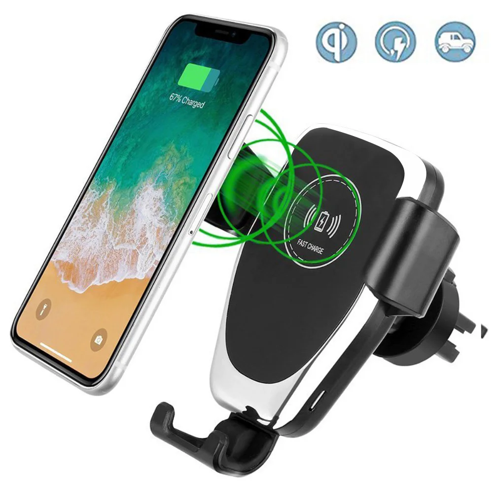 

10W Qi Draadloze Fast Charger Car Mount Air Vent Mobiele Telefoon Houder Opladen Stand Fit Voor Iphone 12 11 pro Xiaomi Samsung