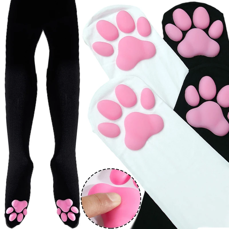 Kawaii 3D Cat Claw Knee High Socks Women Lolita Cat's Paws Socks Cosplay Over Knee Socks Cat Meat Cushion Long Stockings