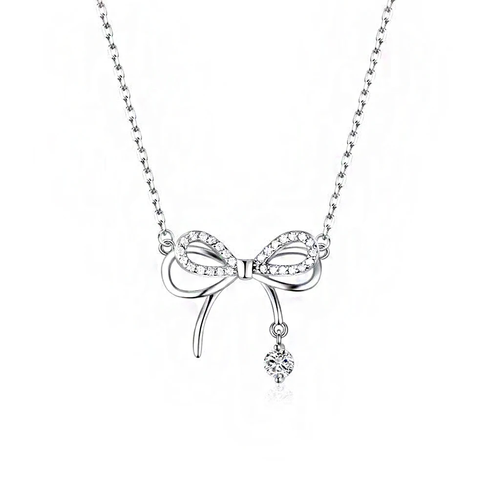

Bow Necklace Korean Fashion Women's Luxury Crystal Exquisite Clavicle Chain Wedding Party Jewelry Necklaces