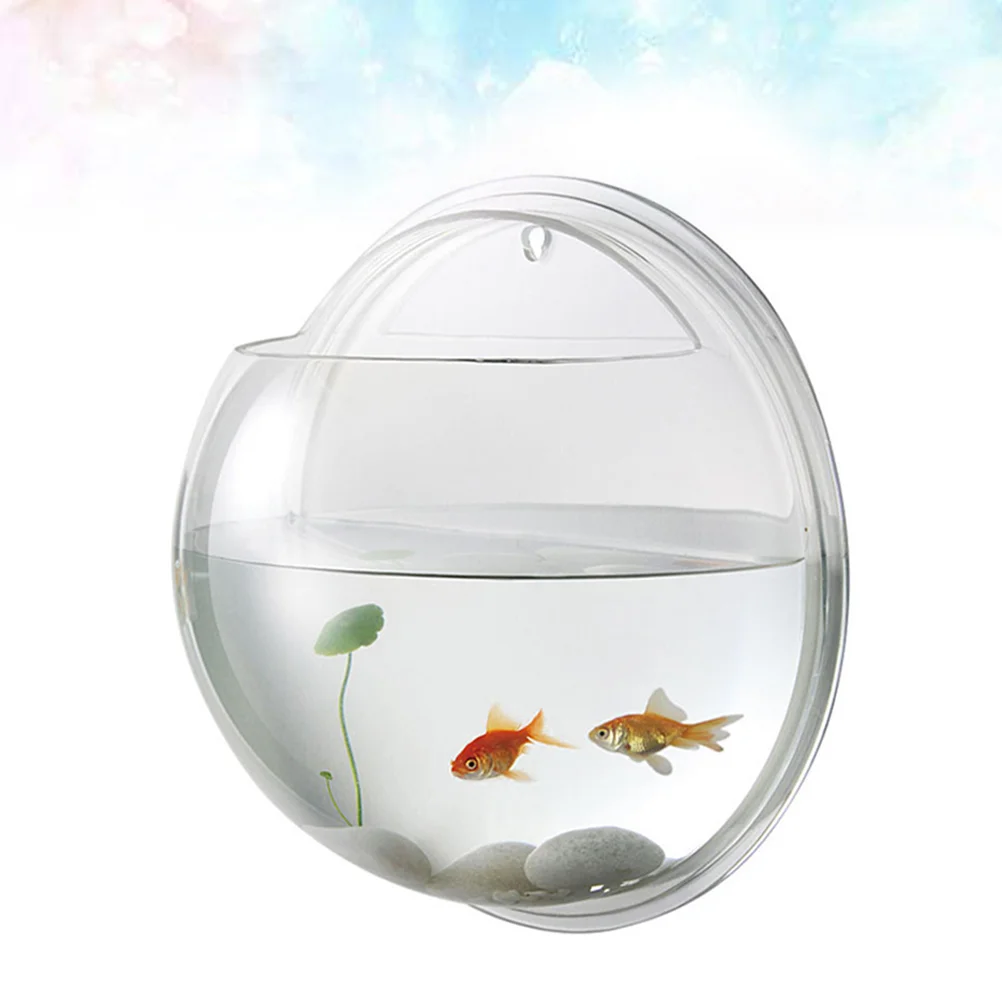 

Wall Tank Aquarium Bowl Hanging Acrylic Pot Mounted Betta Tanks Bubble Bowls Flower Vase Mount Planter Air Round Beta Clear