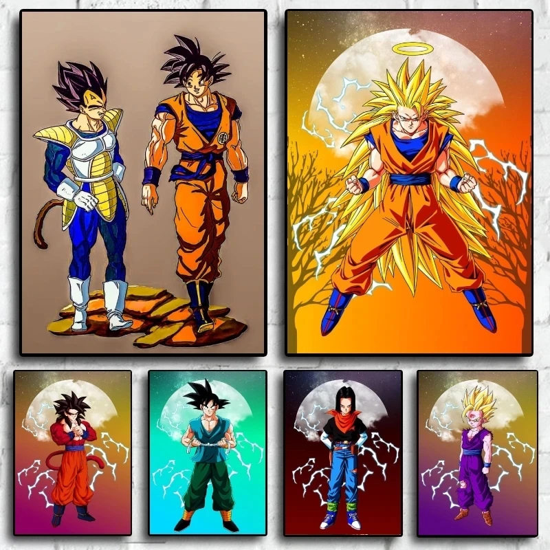 

Classic Anime Dragon Ball Super Saiyan Son Goku Mural For Children's Room Home Living Room Wall Art Decorative Gift Aesthetics