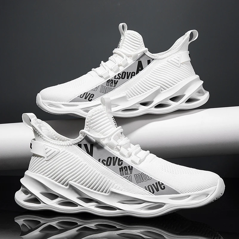 

HUCDML White Sneakers Shoes Casual Breathable Male Footwear Outdoor Sports Running Sapato Masculino Comfortable Stretch Fabric