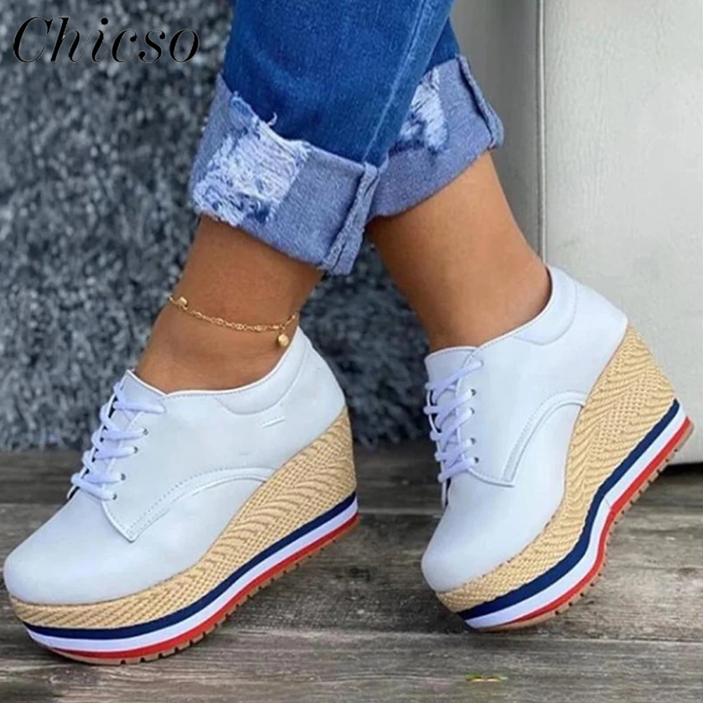 

Summer Fashion Sandals Women 2022 New Patchwork Ladies Lace Up Casual Platform Shoes 35-43 Large-Sized Home Outdoor Wedge Shoes