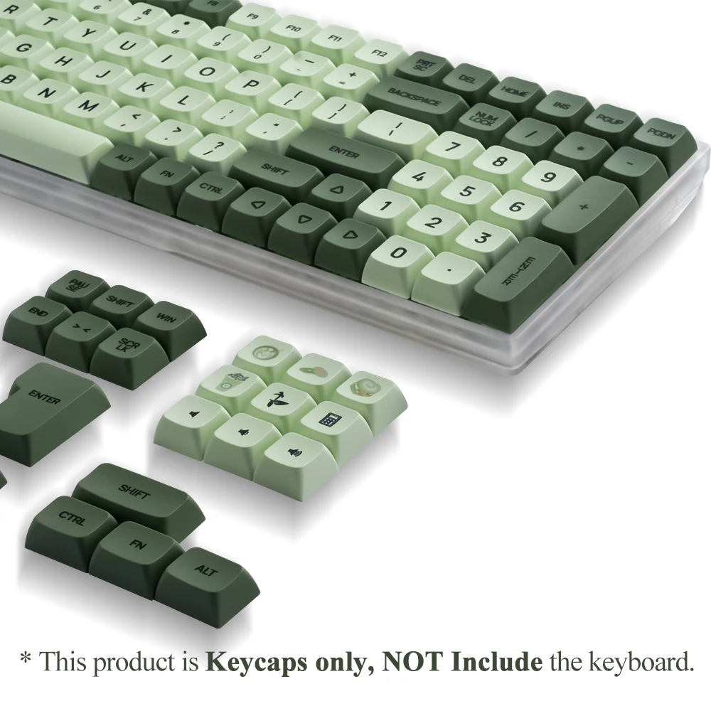 Набор колпачков для клавиш XDA PBT, механическая клавиатура с 125 клавишами зеленого цвета маття для 61/64/68/75/87/98/104/108 клавиш для Cherry/Gateron/Otemu/Kailh