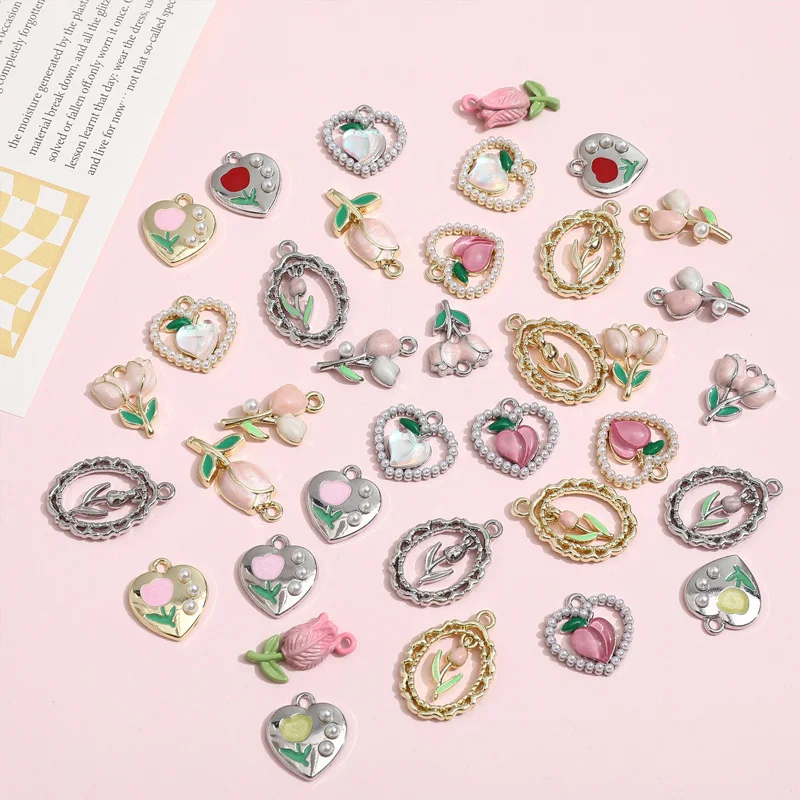 

Alloy Enamel Flower Charms Pendant for Jewelry Making DIY Necklace Bracelet Earring Beaded Rose Tulip Pendants Accessories