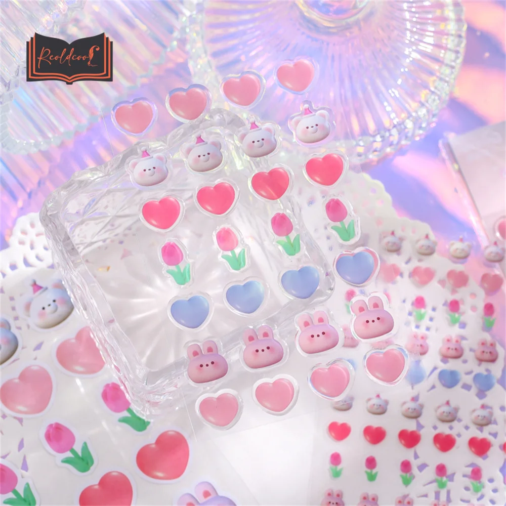 

3sheets Fudge Flowers Stickers Transparent PET Creative Simple Scrapbooking Adhesive Photo Album Journal DIY Stationery Stickers