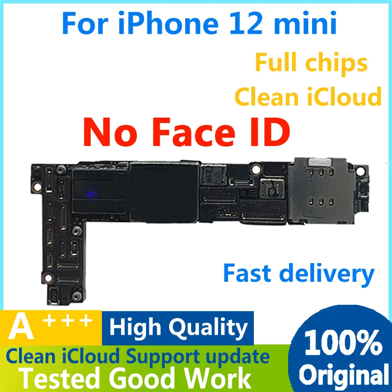 Оригинальная Материнская плата для iPhone 12 MINI, Очистка iCloud, Поддержка 4G-сети, Полностью функциональная, Поддержка обновления системы, Логические платы активированы.