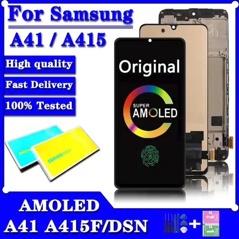 Оригинальный ЖК-дисплей 6,1 дюйма для Samsung Galaxy A41 A415 A415F A415F/DS, ЖК-дисплей, сенсорная панель, дигитайзер с рамкой в сборе