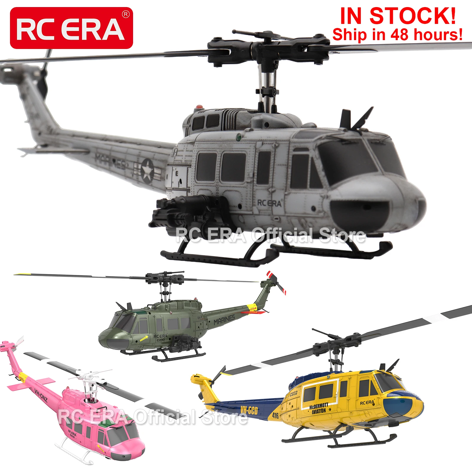 Фото RC ERA Weathered Marine C032 UH1Huey One Click перевернутый полет TOF оптический поток гироскоп стабилизированный радиоуправляемый вертолет для взрослых №1