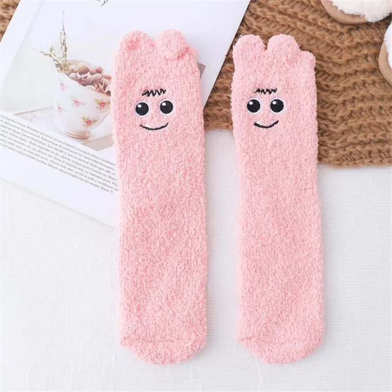 Fashion Women's Fruit Fuzzy Socks 10 Pairs/Set Kawaii Avocado Cherry Coral Patterned Female Ladies Floor Sleep Sock