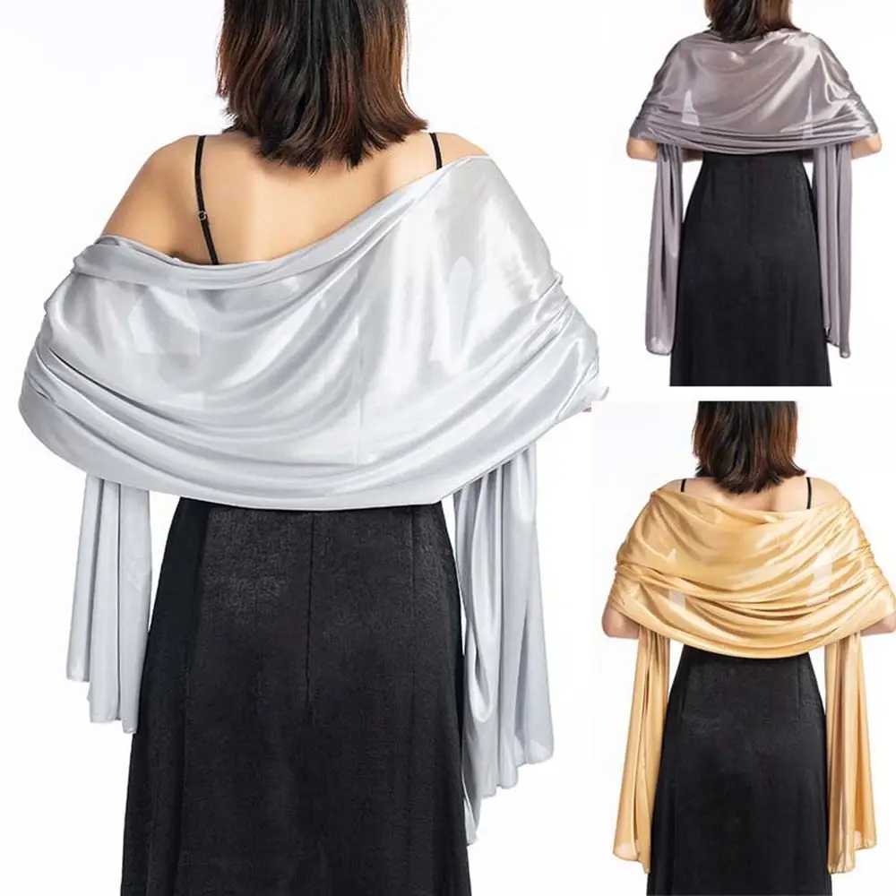 

All-match Solid Color Exquisite Satin Shawl Scarves Wrap for Weddings Evening Dress Party it's PARTY TIME! Pure Color Long Scarf