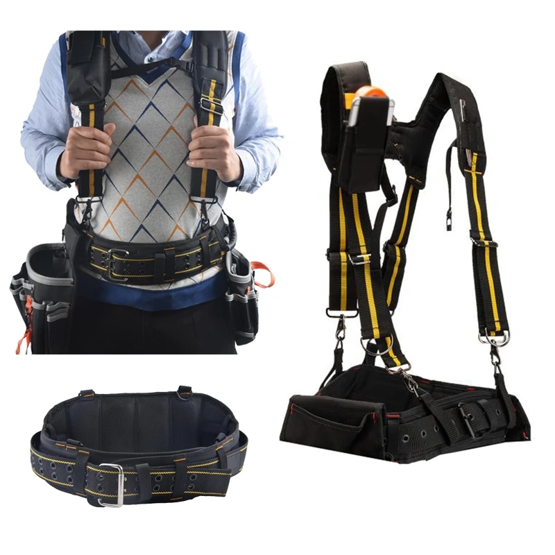 Full Body Camping Safety Belt Tool Belt Suspenders Pouch Bag Nail Pocket Set Adjustable Lumbar Support Bag Carpenter Electrician