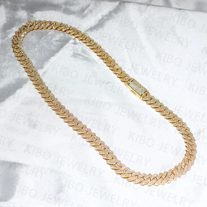 Модное серебро 925 пробы муассанит кубинское ожерелье 2024 мужское 12 мм кубинская