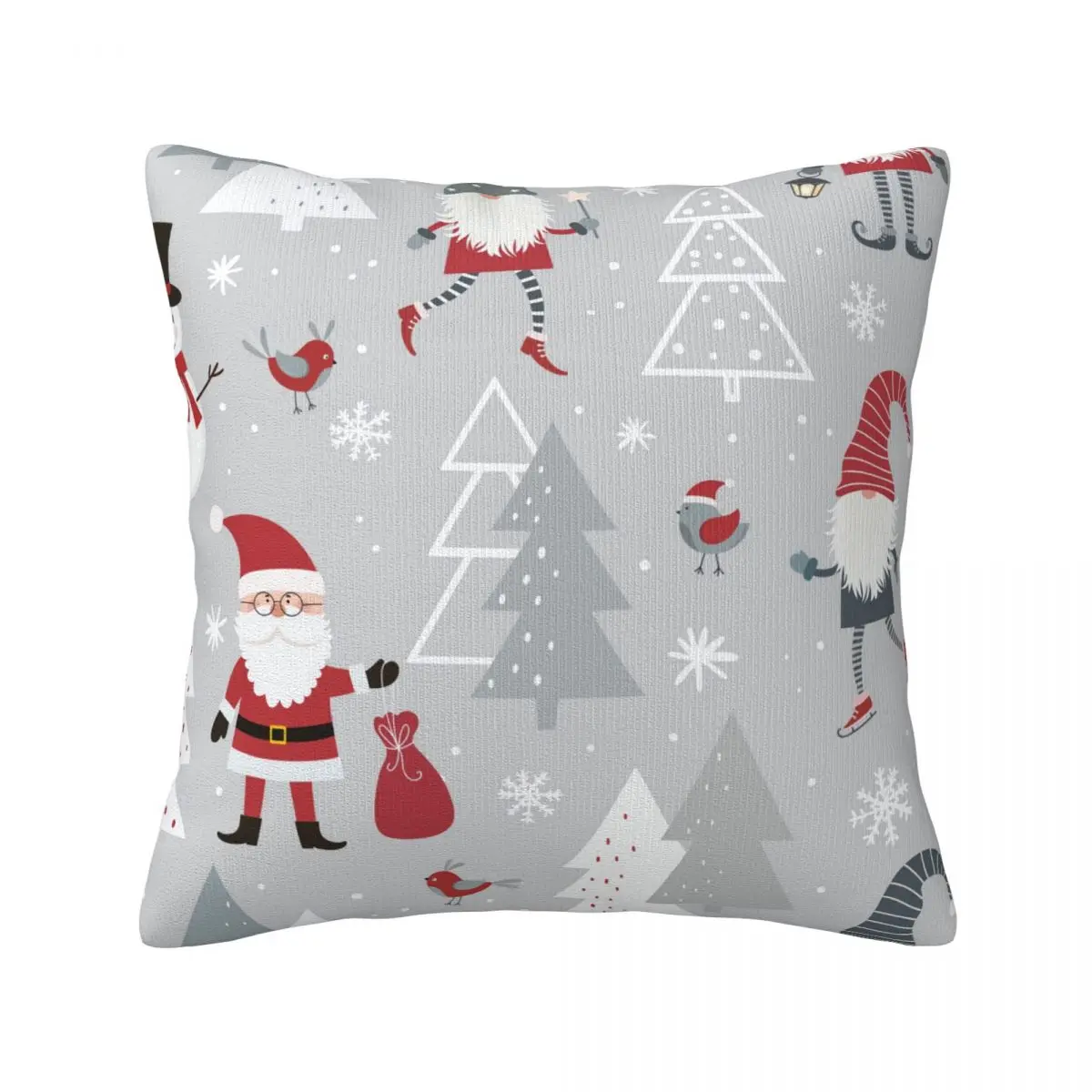 

Christmas Pillow Case festival snow tree Father Christmas Square Polyester Pillowcase Travel Zipper Spring Cover