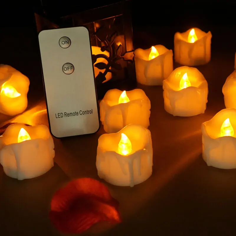 

Светодиодная Электронная свеча с дистанционным управлением, 12 упаковок, беспламенная Праздничная лампа-подсвечник для дома, свадьбы, Рождества