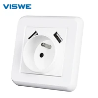 viswe french wall socket with iron plate and iron claw pc flame retardant panel usb wall socket 16a usb charging port 5v 2 1a