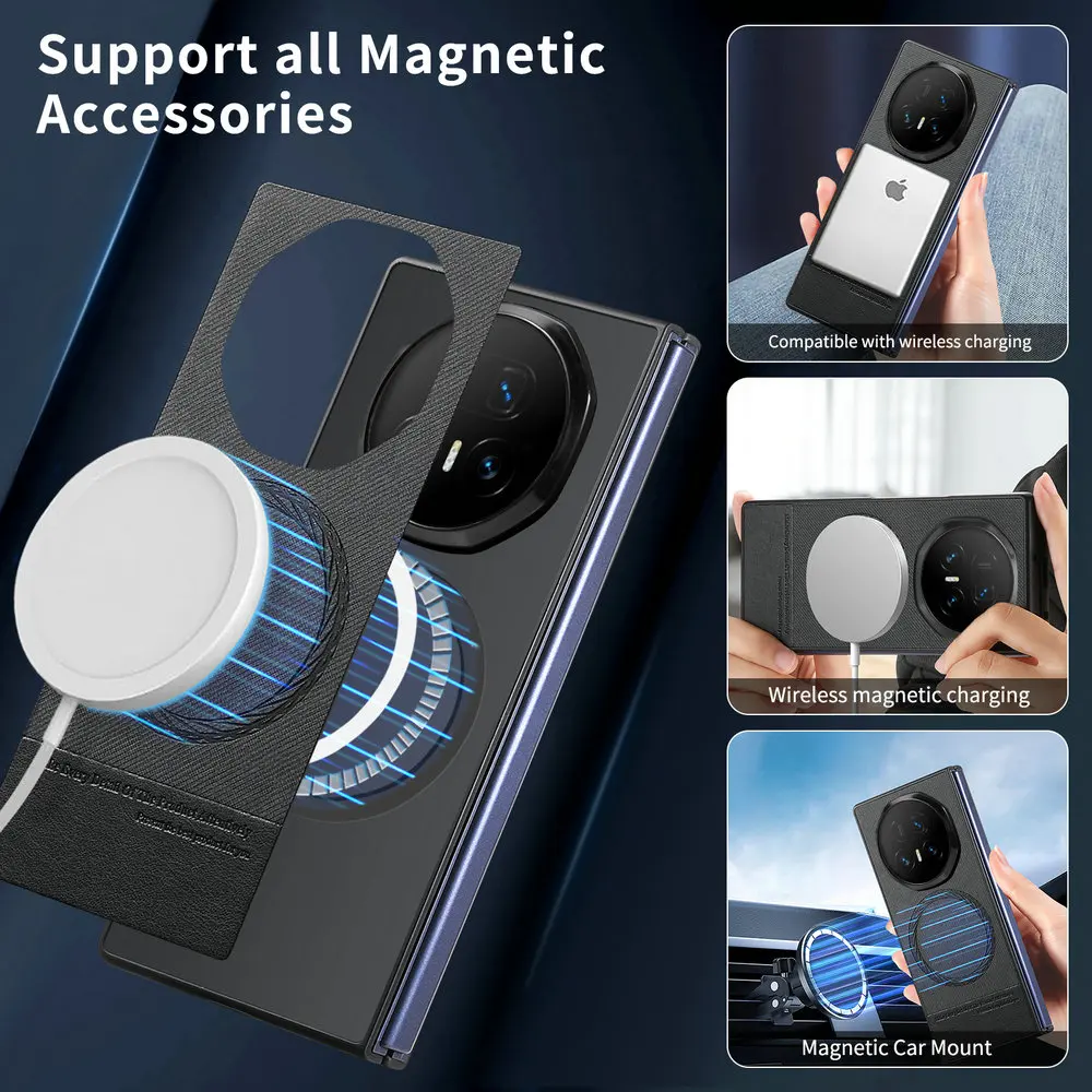 Фото Роскошный кожаный чехол Honor Magic V5 с магнитной беспроводной зарядкой для Huawei Honor Magic V5, складной чехол MagicV5 V 5 №2