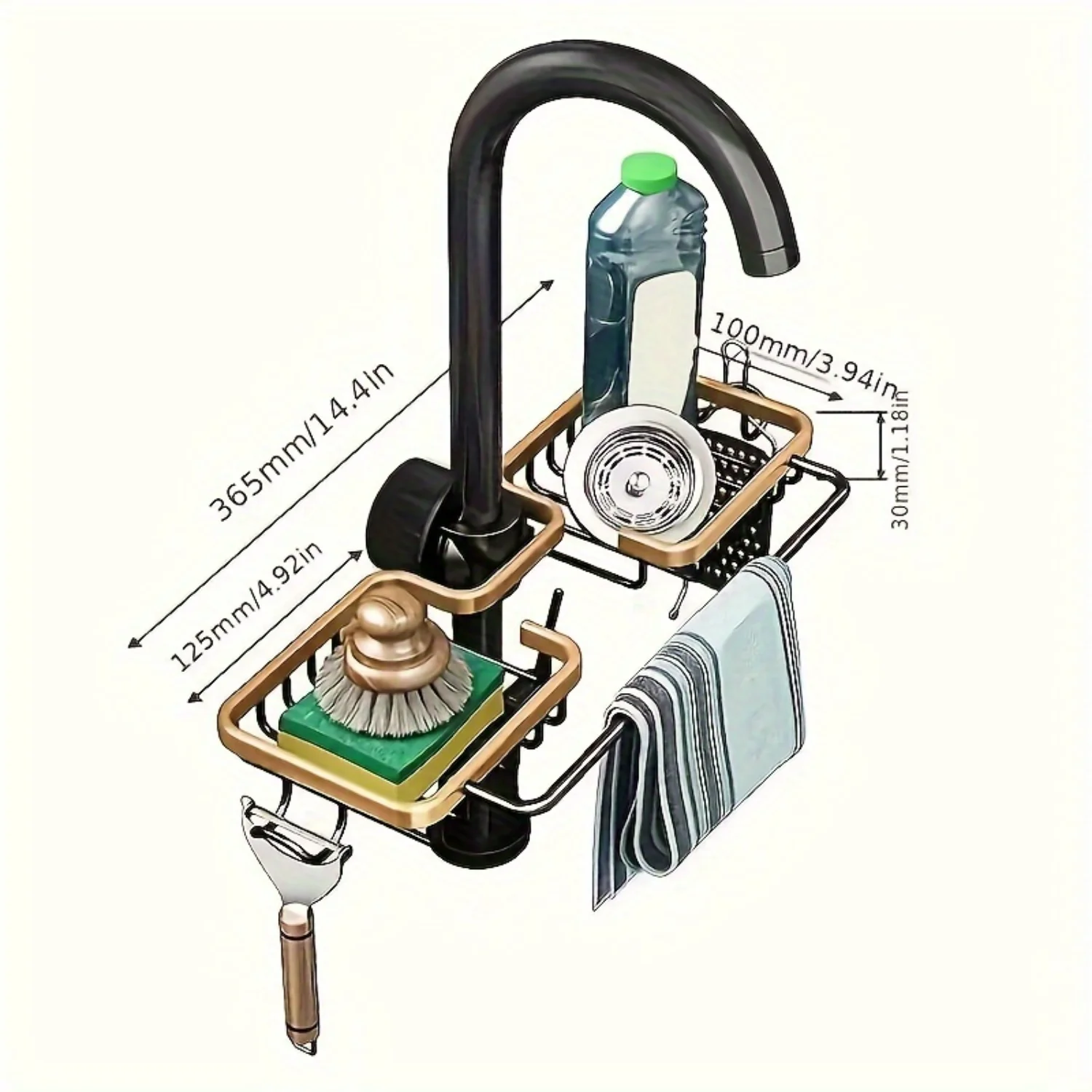 Алюминиевая полка для раковины губки и мыла подвесные корзины аксессуары