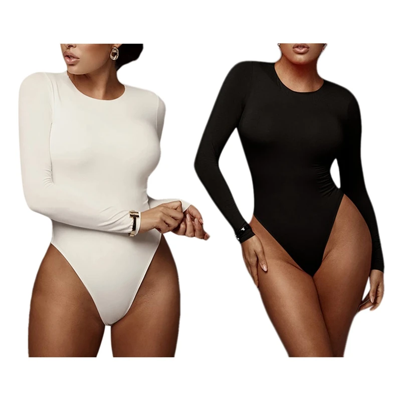 

Женское боди с длинным рукавом, с круглым вырезом