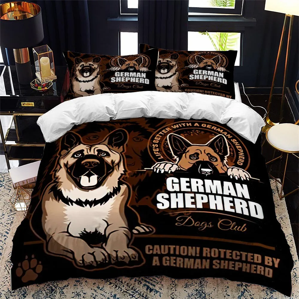 

German Shepherd Bedding Set Set Set King/Queen Size Purebred Hound Animal Duvet Cover Kids Cute Dog Puppy Polyester Quilt Cover