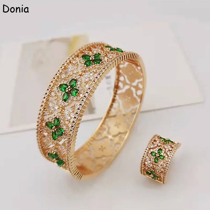 

Donia Jewelry Fashion Chain Bracelet AAA Zircon Four Leaf Flower Set Bracelet Ladies Jewelry Luxury Ring Bracelet