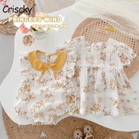 criscky baby girls playsuits ruffled bodysuit sets print fly sleeve romper floral jumpsuit infant summer clothes
